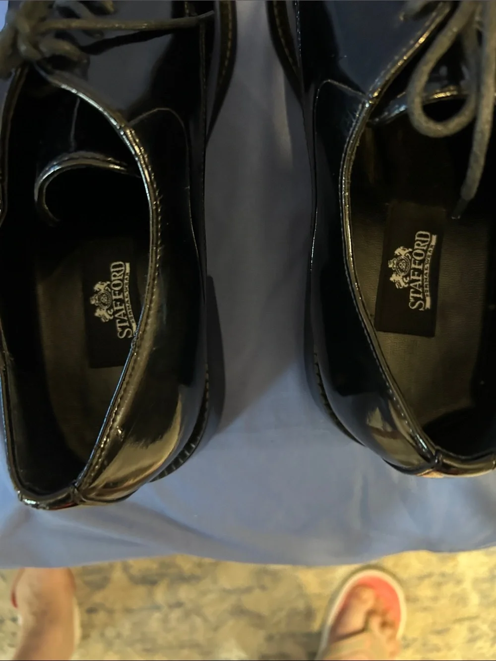 Stafford Black Patent Lace-Up Oxfords